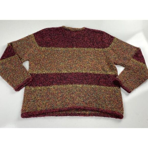 Christopher & Banks Crew Neck Knit Sweater Womens Large Red Green Ramie Blend BI - Picture 3 of 6